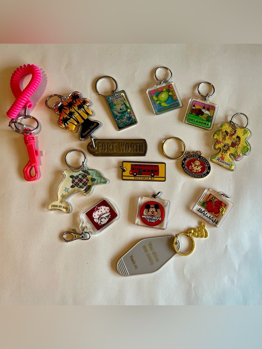 Vintage & Modern Keychain Collection Travel Themed Lot of 14